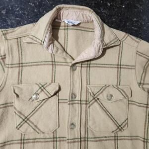 Vintage 60s 70s Woolrich Wool Button Up Shirt Jacket Shacket Plaid Check Medium